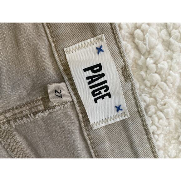 Paige Anessa Jeans Women 27 Wide Leg Denim Tan Non Distressed Wax Feel Soft EUC - Picture 9 of 10